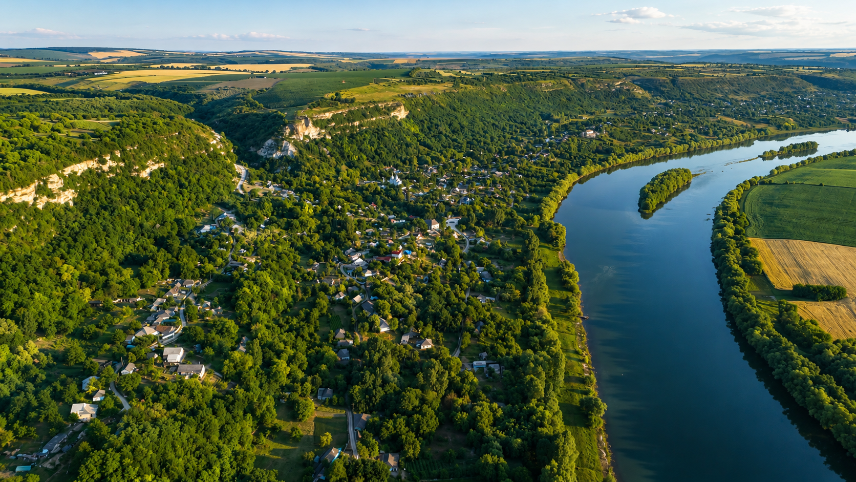 Vedere de la Socola spre Nistru și versanții împăduriți
