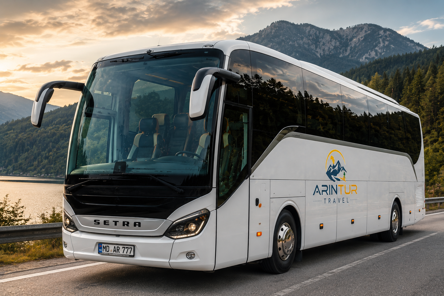 Participanți care coboară dintr-un autocar la destinație